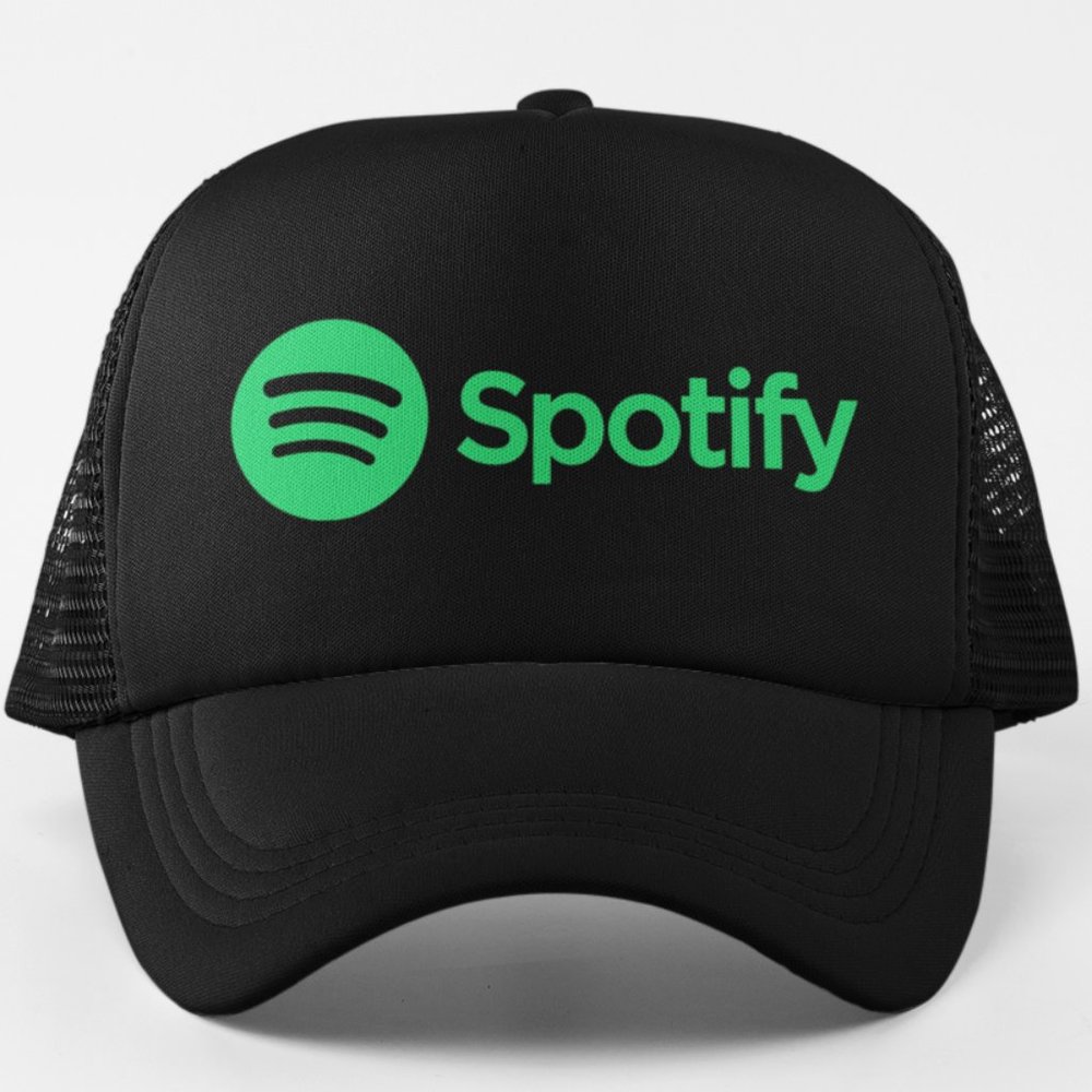 NEW Spotify Foam Trucker Mesh Snapback Hat BLACK